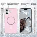 TEECOVER for iPhone 16 Case 6.1-Inch, [Clear Wavy Border][Sparkly Glitters][Fit for MagSafe] Shockproof Cute Slim Fit Magnetic Phone Case for Women & Girls - Pink