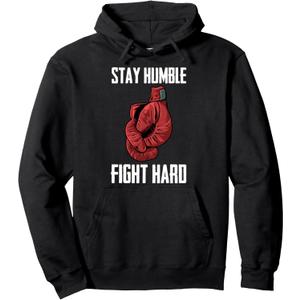 Stay Humble Fight Hard Boxing Gloves - Boxer Pullover Hoodie Small