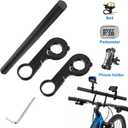 Bike Double Handlebar Extender, 11.8"(30 cm) Super Long Aluminum Alloy Cross Bar, Bicycle Handlebar Bracket Accessories for Bike Mounting Extender Bars Motorcycle Scooter Lights Phone Mount