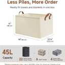 StorageWorks Storage Bins, Shelves Baskets for Organizing, 45L Extra Large Fabric Closet Organizers with Handles, Metal Frame, Beige-Texture, 2-Pack