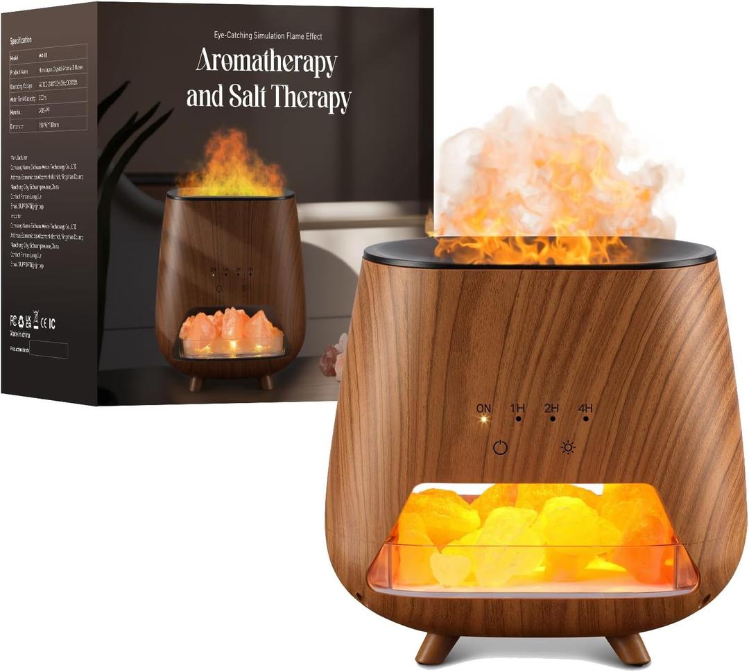 Upgrade Scent Diffuser with Pink Salt Rock, Timer Settings & Auto Off Function - 200ml