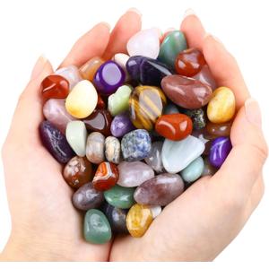 1.5lb Natural Gemstones Crystal Bulk Tumbled Polished Stones Irregular Amethyst Stones Rocks Chakra Colorful Crystal Vase Filler Decor Energy Reiki Beginner Birthday Gifts 0.47 to 0.63 in