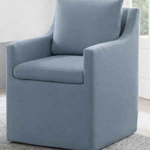 Upholstered Dining Chairs with Casters Washable Cover Side Deskchair with Rollers for Diningroom, Living Room, Cream, 1 Box