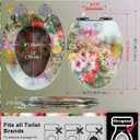 Angol Shiold Elongated Resin Toilet Seat Flowers, Slow Close Quick Release Metal Zinc Alloy Hinge Easy to Install also Easy to Clean, Decorative Acrylic Seats(19 Inch, Abstract Floral Art Print)