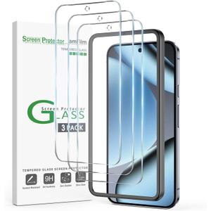 amFilm Designed for Google Pixel 10 Pro Pixel 10 / 9 / 9 Pro 6.3" Screen Protector: 2025/ 2024 Tempered Glass, Ultrasonic Fingerprint Compatible, Easy Installation Frame, Anti Scratch, Bubbles-Free, 3 Pack