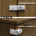 2 Pack Drawer Locks Baby Proofing Keyless Password Code Dresser Child Proof Locks Cabinet Combination Owners Closet Baby Safety Lock Latches for Bedstand Furniture Corner Edges (2, White)