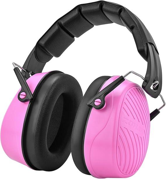 ZOHAN 019 Noise Cancelling Headphones for Adult - NRR 28dB Hearing Protection for Working, Shooting, Mowing, Autism (2 Pack pink)
