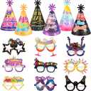 HOWAF New Years Eve Party Supplies-30pcs colorful Happy New Year Cone Hats and Eyeglasses for 2026 Happy News Year Party Decoration Favors, 2026 NYE Decorations Kit for Adults Photo Props