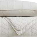 palassio Beige Cotton Quilt Queen Size Bedding Sets with Pillow Shams, White Lightweight Soft Bedspread Coverlet, Tan Cream Quilted Comforter Bed Cover for All Season, 3 Pieces, 90x96 inches