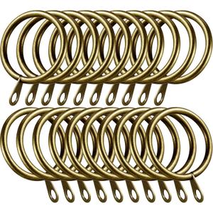 Shappy 20 Packs Metal Drapery Curtain Rings Hanging Rings for Curtains and Rods, Drape Sliding Eyelet Rings 30 mm Internal Diameter(Antique Brass)