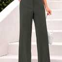 CFLONGE Women Wide Leg Sweatpants Casual Solid Color Corduroy Work Pants Comfy Lounge Jogger Baggy Trousers Pant with Pockets (12, Army Green)