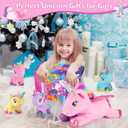 gnomantic 5 Pieces Unicorn Stuffed Animals - 1 Mommy Stuffed Unicorn with 4 Babies - Unicorns Gifts for Girls Ages 3-8, Unicorns Plush Toys for Christmas, Valentine's, Birthday Gifts (Pink & Purple)