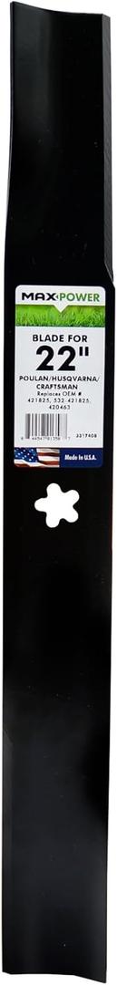 MaxPower 331740B Blade for 22 in. Cut Craftsman, Husqvarna, Poulan Mowers, Replaces OEM no. 420463, 421825, 437601, 532437601, 532421825