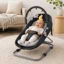 HKAI Baby Bouncer Seat for Infants, Gentle Rocking Baby Chair with Crib-Style Mode, Hanging Bar Included, for 0–18 Months