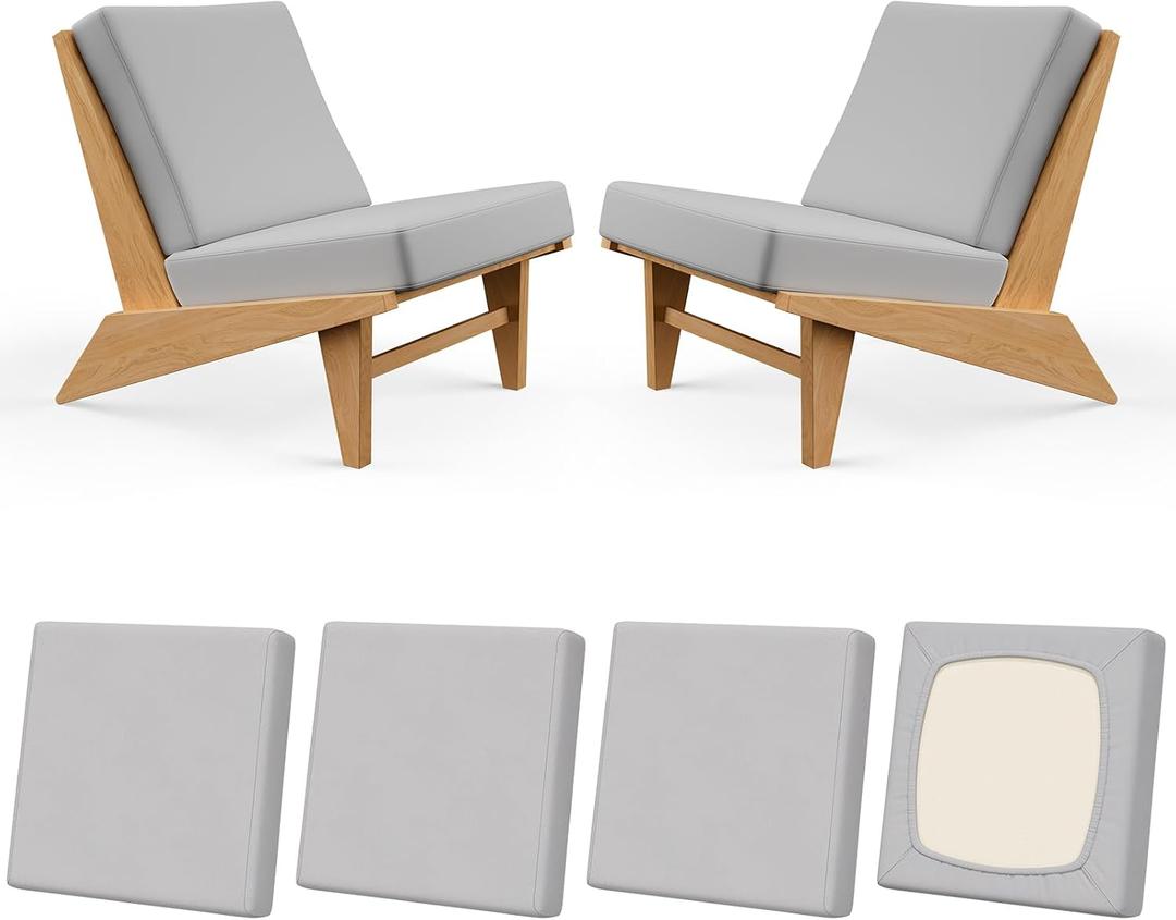 4 x 4Pcs Patio Stretch Cushion Covers, Outdoor Couch & Sofa Replacement Slipcovers for Patio Furniture Cushion Covers, Washable Reusable Furniture Protector, Square Large, Air Grey