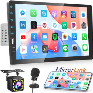 9 Inch Car Radio Single Din Car Stereo 1080P Touch Screen with Backup Camera Mic Bluetooth Hands-Free Call FM Car Audio Multimedia Car Audio Support Mirror Link SWC USB EQ