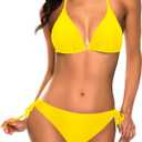 Tempt Me Women Triangle Bikini Sets Halter Two Piece Sexy Swimsuit String Tie Side Bathing Suit XXS