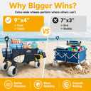 Beach Wagon, Big All-Terrain 9"x4" PU Wheels for Sand, 200L Large Capacity & 330lbs Heavy Duty, Collapsible Utility Wagon with Extended Tailgate for Beach Camping Outdoors