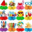 12Pcs Summer Party Decorations Honeycomb Centerpiece, Hello Summer Party Decorations Centerpiece,3D Beach Summer Decorations Honeycomb Centerpiece for Summer Party Beach Party Decorations