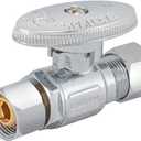 Eastman Retrofit Quarter Turn Stop Valve, 3/8 Inch OD x 3/8 Inch Female Compression, Chrome Plate, 10734LF