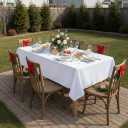 sancua Rectangle Tablecloth - 60 x 84 Inch - Stain and Wrinkle Resistant Washable Polyester Table Cloth, Decorative Fabric Table Cover for Dining Tables, Buffet Parties and Camping, White