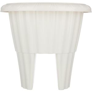 Pure Garden Railing Planter - 13.5-Inch Round Flower Box with Drainage Insert - 2.64-Gallon Outdoor Planter Box for Deck, Porch, or Balcony (White)