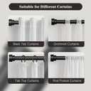Oneach Black Curtain Rods for Windows 66 to 120 Inch, 1 Inch Pole Adjustable Length Heavy Duty Metal Curtain Rod Set, for Outdoor Bedroom Kitchen Living Room (16 to 120 Inch)