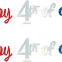 Beistle Foil Happy 4th of July Streamers 2 Count, Patriotic Independence Day Red Silver Blue Party Decorations with White Ribbon, USA American Holiday Party Supplies for July 4th, 10 x 5