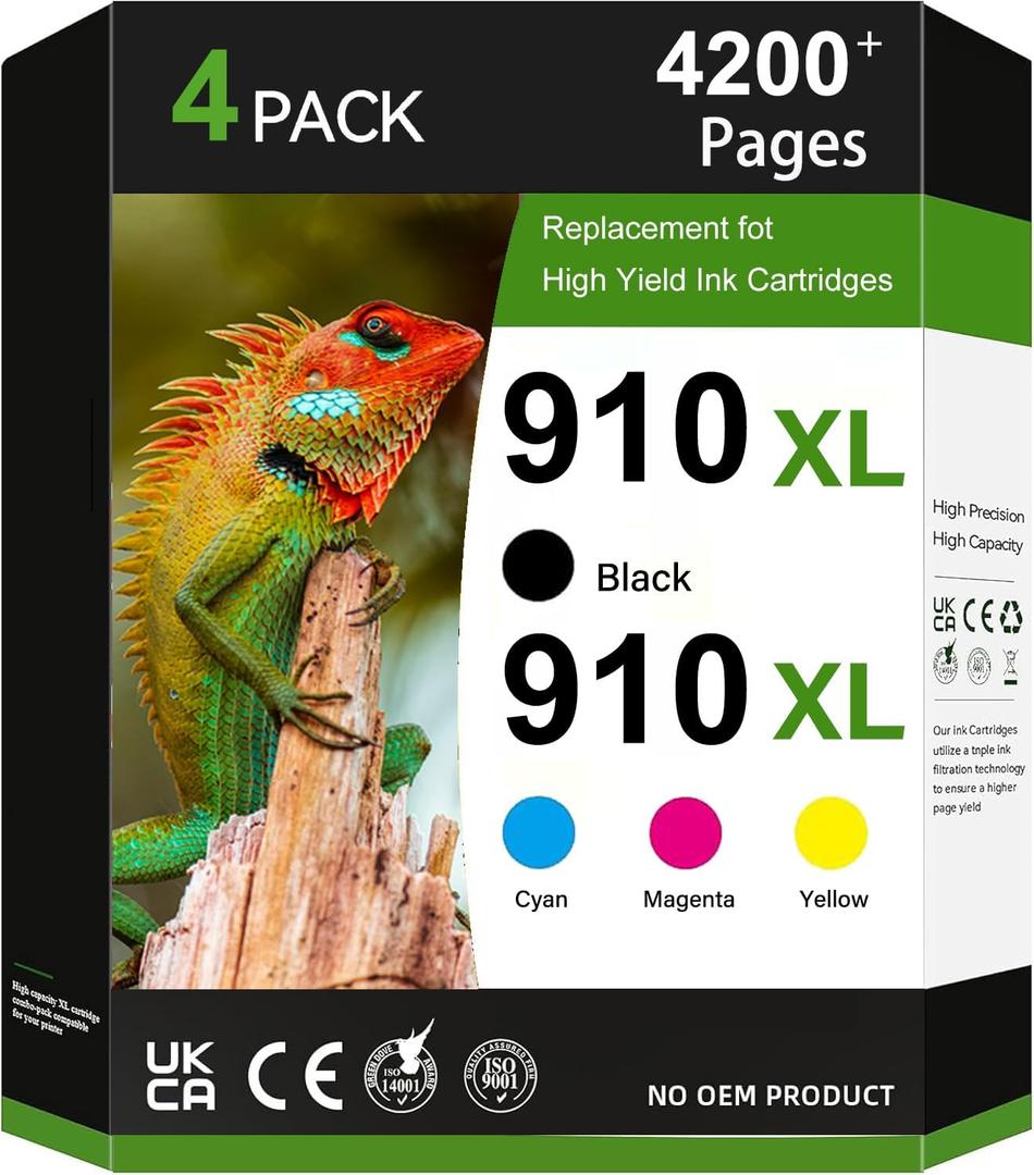HOINKLO 910XL Ink Cartridges for HP Printers Replacement for HP 910 Ink HP 910XL Ink Cartridges Combo Pack for HP 910 Work with OfficeJet 8020 8015 8025 8010 8018 8022 8028 8030 8035 Printer
