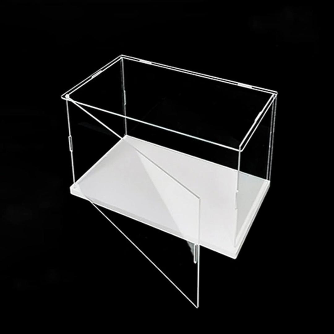 MECC Openable Clear Acrylic Display Case-Assemble Countertop Box with white Base for Display-Clear Display Box,Dustproof Protection Showcase for Figures Toys Collectibles (14x8x8inch/35x20x20cm)
