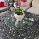 24" Glass Lazy Susan for Dining Table with 6 Rotating Wheels Table Top Centerpiece Kitchen Turntable Large Round Silent & Smooth Spin