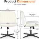 Sweetcrispy Criss Cross Chair Legged, Furry Armless Office Swivel Desk Chairs No Wheels, Vanity Height Adjustable Wide Seat Comfy Cute Computer Task Chair for Home Bedroom, Teddy Beige, 20"x26"x32"