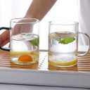 6 Pack Glass Coffee Mugs Set, Clear Coffee Cups with Colorful Handles, Tea Glasses, Drinking Glasses Perfect for Latte, Cappuccino, Tea, Juice