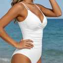 Aqua Eve Tummy Control Swimsuits for Women One Piece Bathing Suit Push Up Slimming Swimwear (White), Large