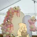 131PCS Pink Winnie Baby Shower Birthday Decorations for Girl Large Winnie Cutouts Stand Up, Pooh Balloons Arch & Bee Stickers for Gender Reveal, First Birthday, Photo Props & Newborn Party