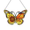 Butterfly Suncatcher Stained Glass, Butterfly Window Hanging Suncatcher Ornament, Insect Suncatcher for Grandma/Mom/Women (Colorful)