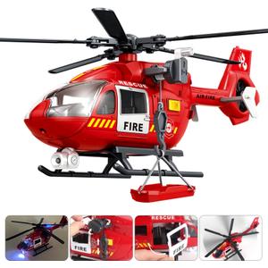 Helicopter Toy with Lights and Sound,Simulative Rescue Helicopter Toddler Kids Toys for Kids Aged 3 4 5 6 Pull-Back Propeller Army Toys Toddler Kids Boys Gifts (Fire Fighting Helicopter)