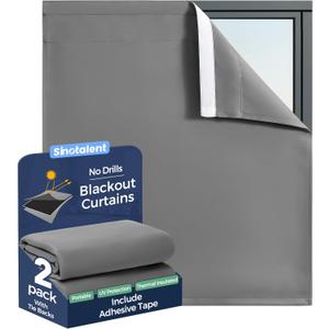 Portable Blackout Curtain No Drill Blinds, Easy Install Blackout Window Cover Bathroom Curtains, Light Blocking Window Curtain Panels Pack of 2pcs. (Gray, 29" W x 30" L) (Grey)
