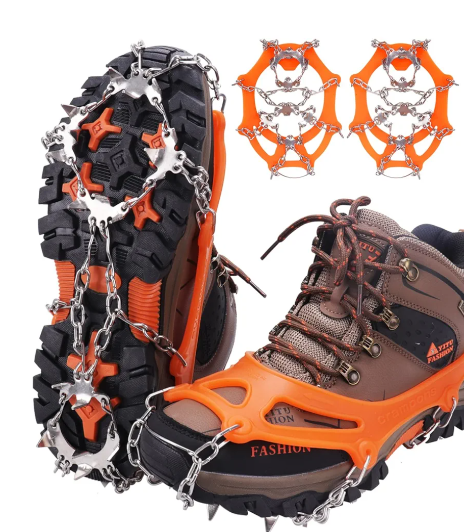 WIN.MAX Crampons for Shoes, Traction Cleats Ice Snow Grips with 19 Stainless Steel Spikes, Shoe Talons Anti - Slip Boots Spikes for Walking, Jogging, Climbing and Hiking (2 packs), L