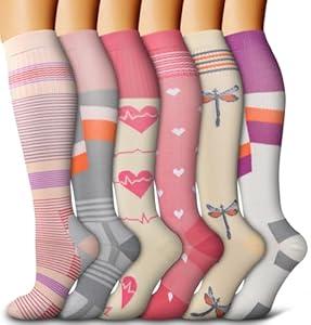 Bluemaple 6 Pack Copper Compression Socks for Women and Men Circulation-Best Support for Medical, Running, Nursing, Athletic