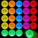 Lewtemi 24 Pcs Glow in The Dark Balls Bulk Lighted Glowing Bouncy Rubber Stick Balls Supplies for Carnival Valentine Birthday Goodie Bag Fillers