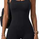 MERYOSZ Workout Jumpsuits for Women Seamless One Piece Shorts Romper Spaghetti Strap Tummy Control Bodysuit Gym Outfits XXL