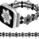 Wearlizer Compatible with Apple Watch Band 38/40/41/42/44/45/49mm Women, Boho Handmade Turquoise Beaded Elastic Stretch Bracelet For iWatch Series 11 10 9 8 7 6 5 4 3 SE/Ultra 3 2 1 (Black)