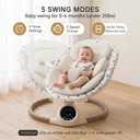 Baby Swing for Infants with 5 Point Harness, 5 Speeds Infant Swing with Soft Cushion, 10 Songs and Bluetooth Music for Newborn, Remote Control & Touch Panel Use, Multi