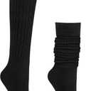 Slouch Socks Women,Long Slouchy Socks for Girls Women Scrunch Knit Boot Sock,Christmas Gifts for Mom Wife Daughter (Black)