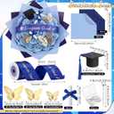 Gilprop 56 Pcs Graduation Flower Bouquet Floral Wrapping Paper Ribbon Butterfly Gem Pins Certificate Scroll Mini Grad Cap for Graduation Party Flower Money Bouquet(Congrats Grad,Royal Blue, Gold)
