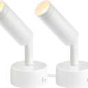 URTOM 2 Pack Indoor Spot Lights, 120V LED Accent Up Lights, 3W Plant Spotlights, 3000K Floor Spotlights for Plants, Pictures, Desk - Uplights with 5.9 FT Plug Cord and Foot Switch