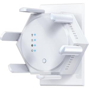 12880 Sq.Ft WiFi Extender Signal Booster, 1200Mbps Dual Band 5GHz/2.4GHz WiFi Repeater Support 60 Device,WiFi Repeater for Apartment Basement Office House (Gloss White)
