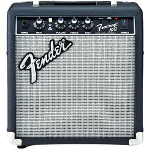 Fender Frontman 10G Electric Guitar Amplifier, 10-Watt Practice Amp with 6" Speaker, Built-in Overdrive, Headphone Jack & Aux Input, Black/Silver