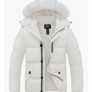 Skieer Men's Hooded Puffer Jacket Outdoor Waterproof Winter Coat Warm Parka with Detachable Hood, Size XL